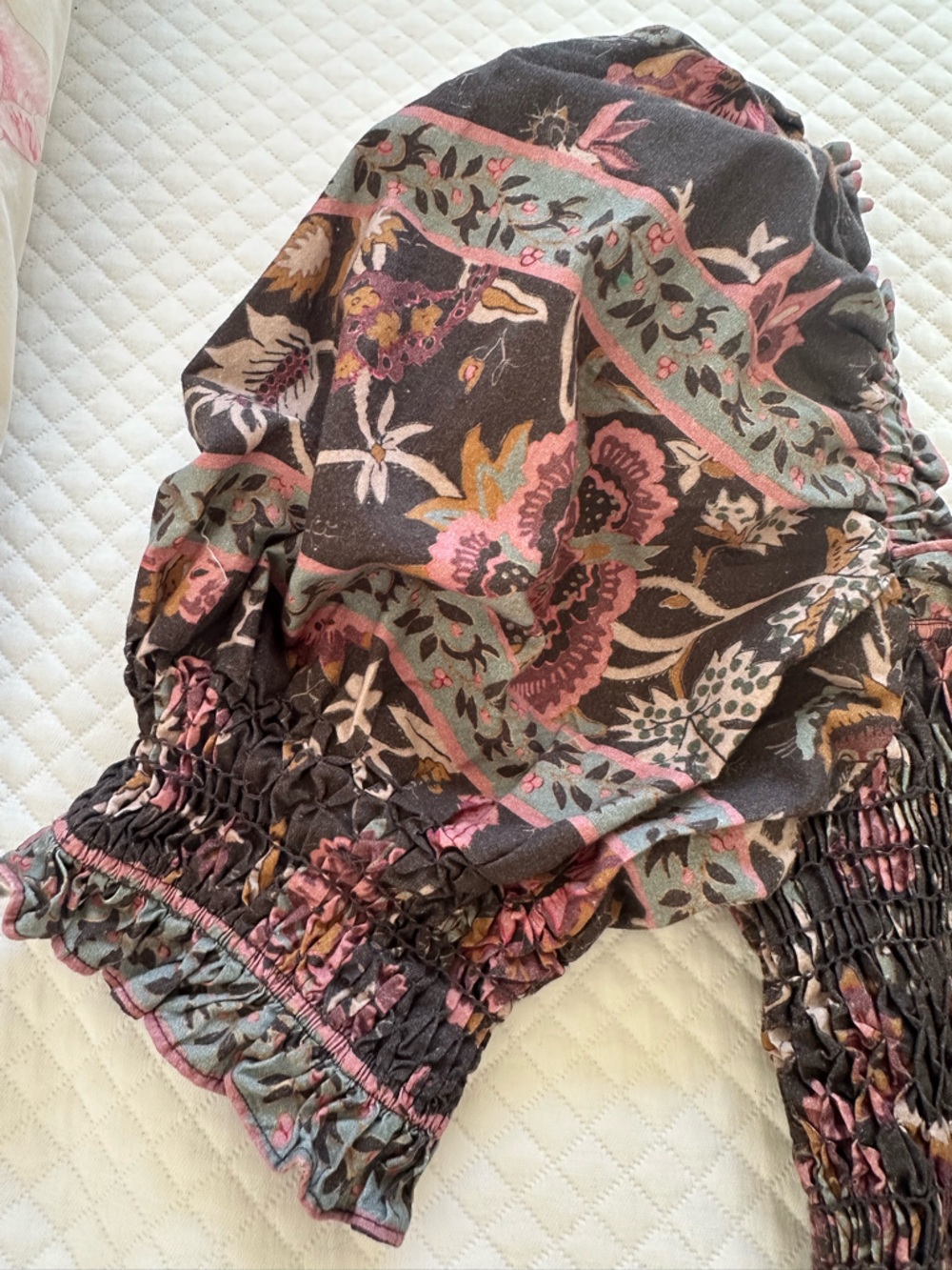 Sea New York Tess Smocked Floral Top - Brown Floral - Picture 4 of 6